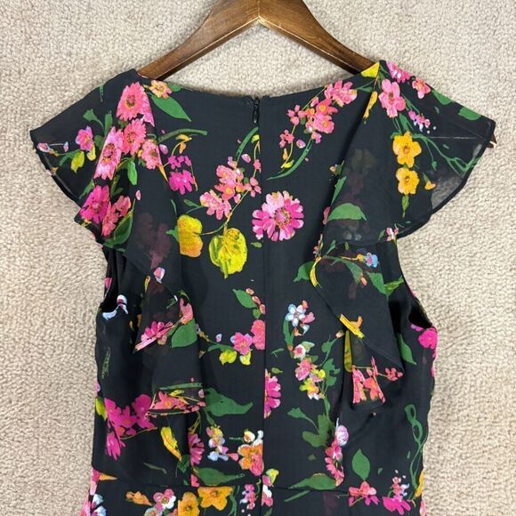 Lulus Blooming Love Jumpsuit Womens Size XS Black Floral Print‎ Ruffled Wide Leg - Picture 9 of 12